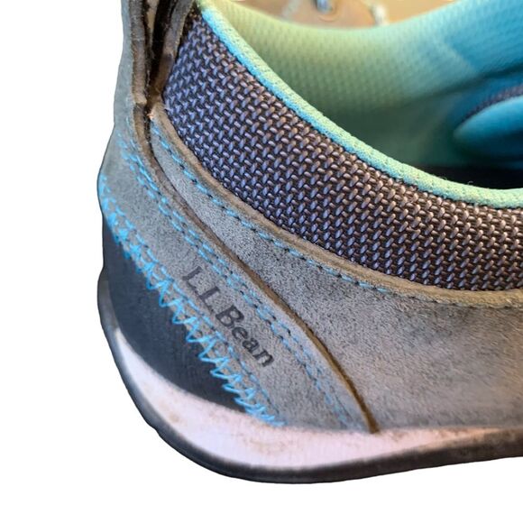 L.L. Beansport Suede Sneakers Grey Turquoise Outdoor Shoes Size 7.5 - Picture 3 of 8